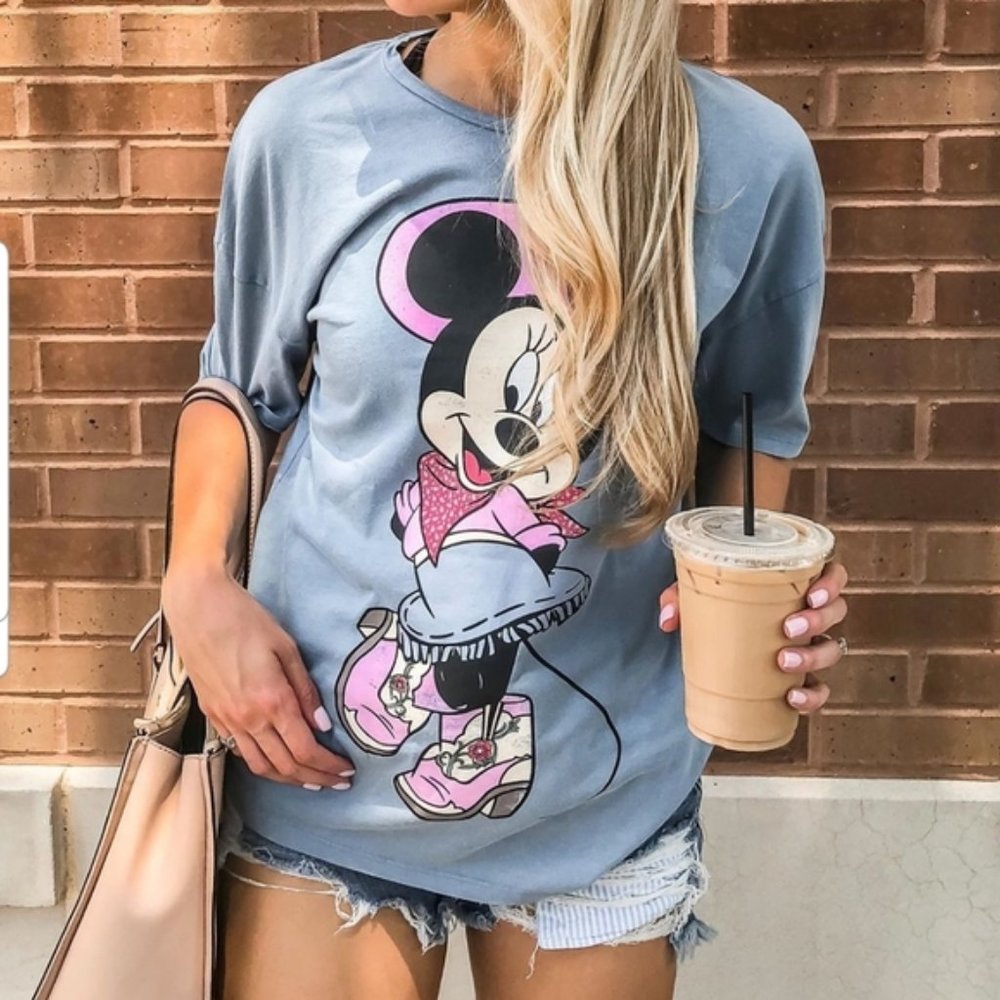 ZARA MINNIE MOUSE COWGIRL DISNEY BLUE T-SHIRT